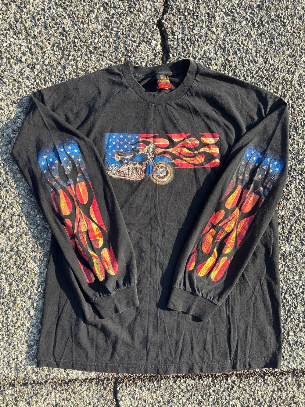 Hot Leathers Motorcycle Graphic Longsleeve tee 2XL Black Biker Flame America USA